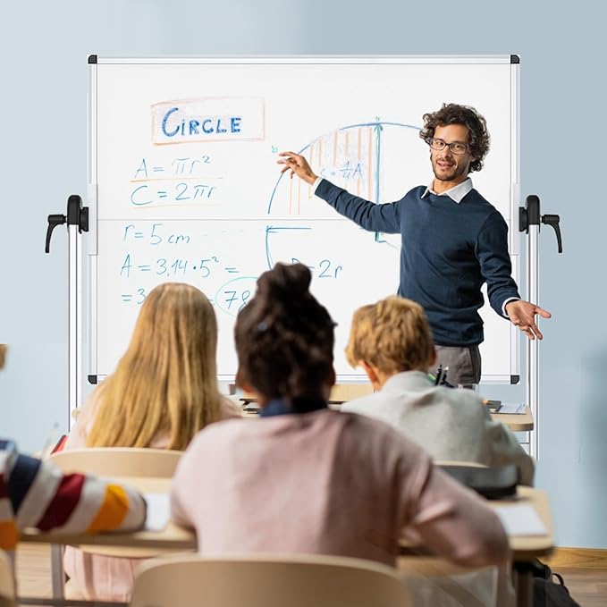 VIZ-PRO Double-Sided Mobile Whiteboard, 48 x 48 Inches, Magnetic Rolling Dry - Image 7