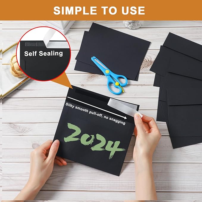 Silunkia 100 Packs Black Blank Cards and Envelopes 4.25 x 5.5 Heavyweight - Image 5