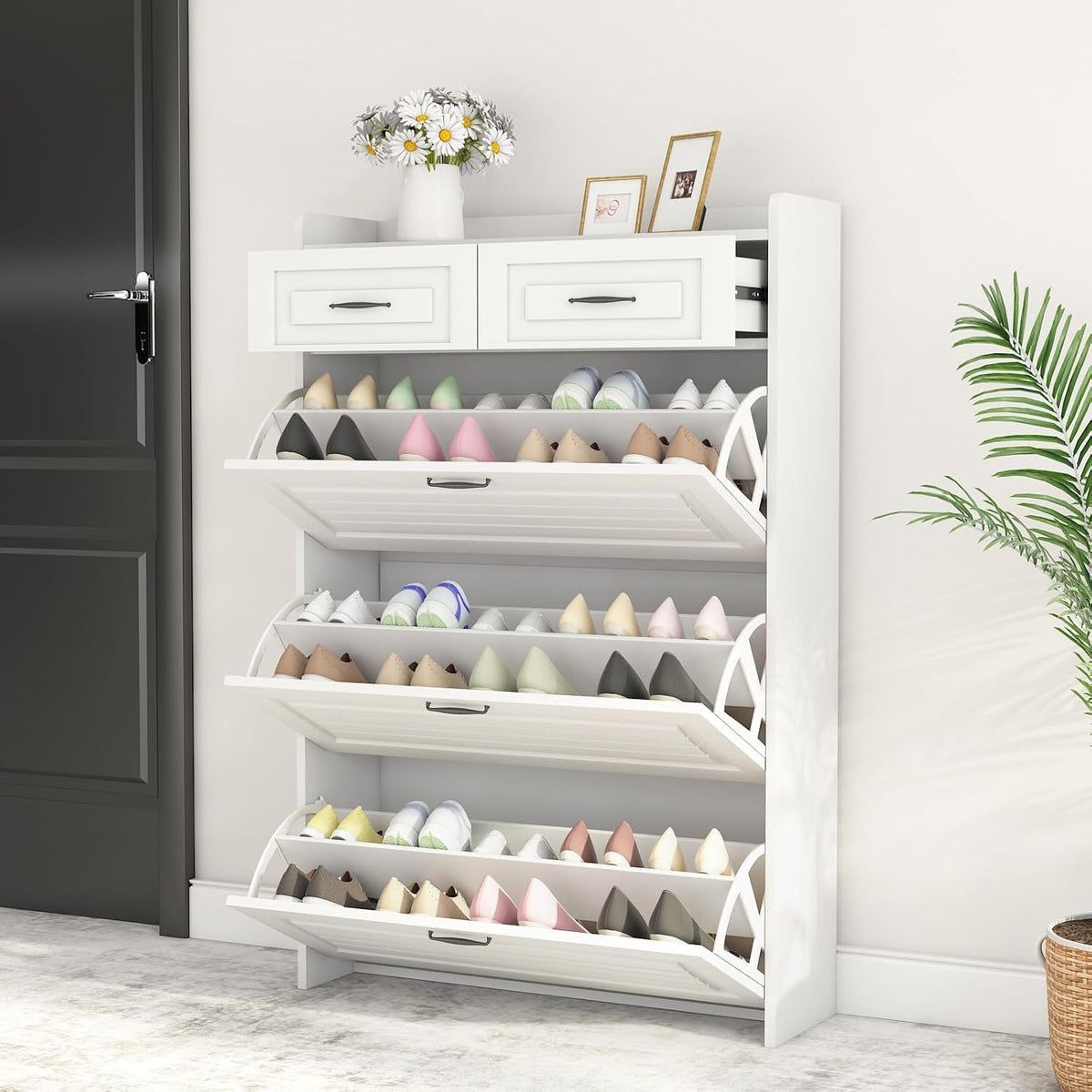 Shoe Cabinet Storage for Entryway with 3 Large Flip Drawers & 2 Drawers