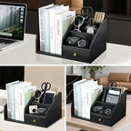 KINGFOM PU Leather Desk Organizer, Pen Pencil Holder/Book Mail Organizer Holder - Image 7