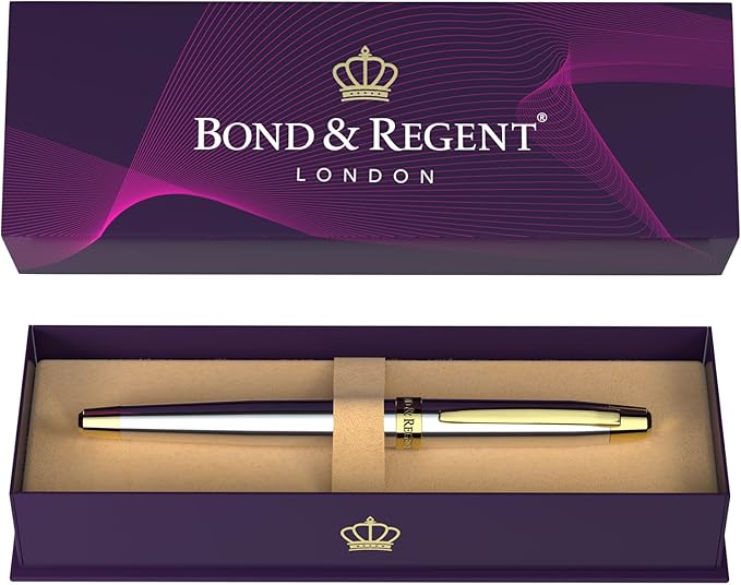 Bond & Regent Silver Chrome & 24 Karat Gold | Certified Luxury Grade Rollerball by BondRegent