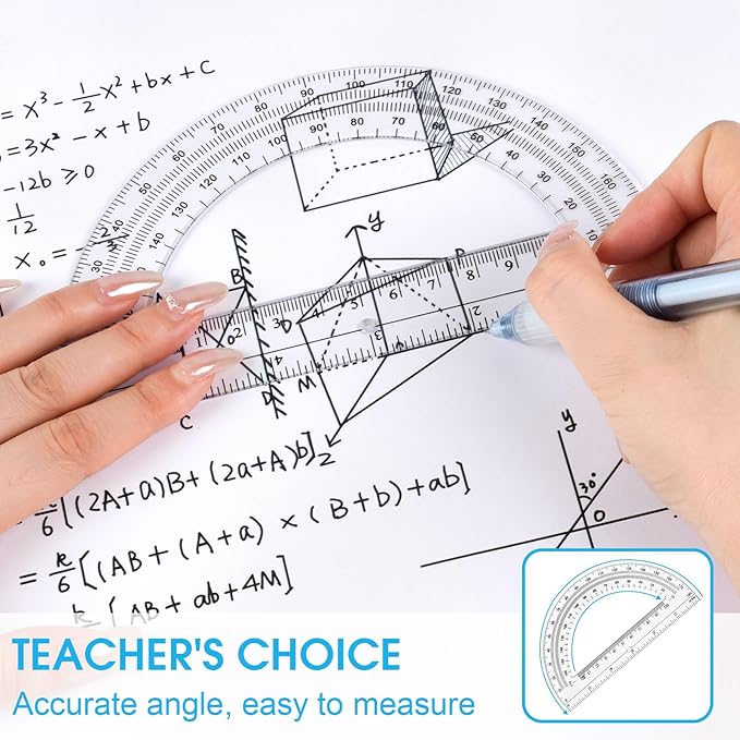 Hoiny 10 Pack Clear Protractor, 6 Inch Plastic Protractors, 180 Degrees - Image 6