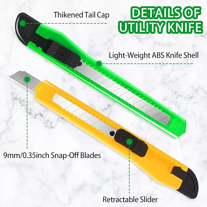 TIFICAL 4 Pack Box Cutter, 9mm Snap-off Utility Knife, Box Cutter Retractable - Image 4