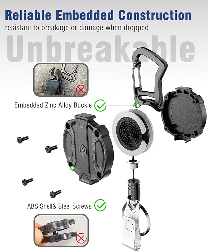 Autonomier 2Pack Heavy Duty Retractable Keychain, Unbreakable Embedded Body - Image 2