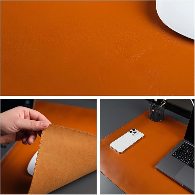 TORONATA Jersey Genuine Calfskin Leather Desk Pad, Office Desk Mat - Image 5