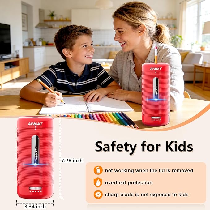 AFMAT Electric Pencil Sharpener, Fully Automatic Pencil Sharpener, Auto in & Out - Image 7