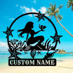 Custom Mermaid Metal Sign, Personalized Name, Wall Decor, Beach Theme, Girls by Unknown