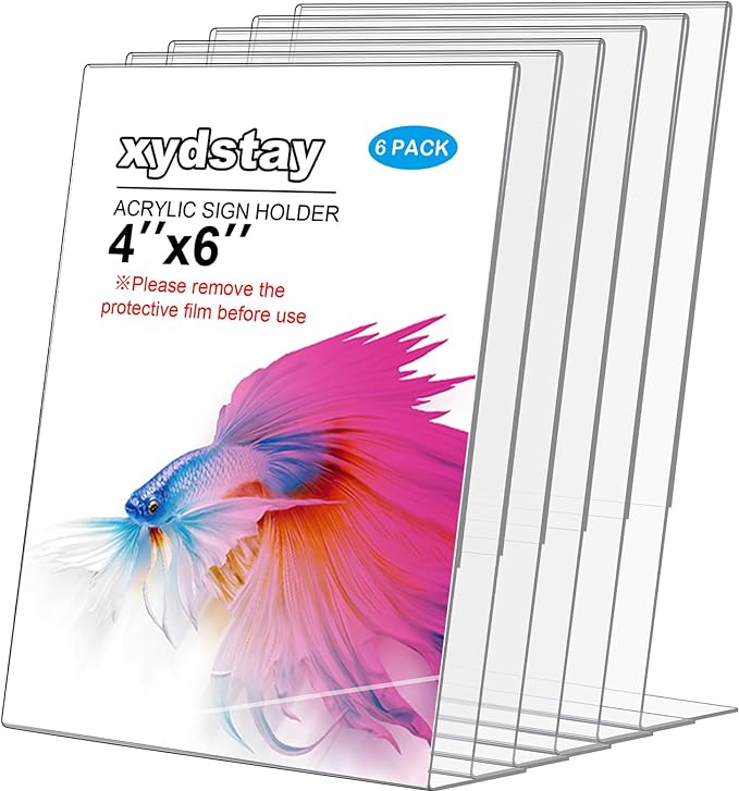 xydstay 6pack Acrylic Sign Holder 4x6 by xydled