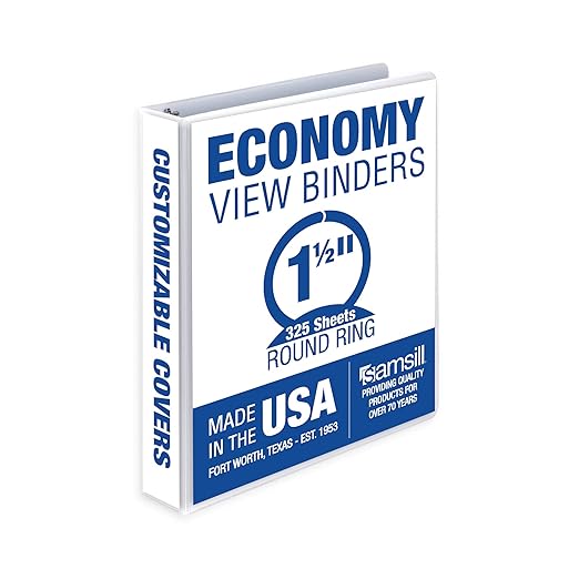 Samsill 1.5 Inch 3 Ring Binder, Made in USA, Economy Round Ring, 325 Sheet by Samsill