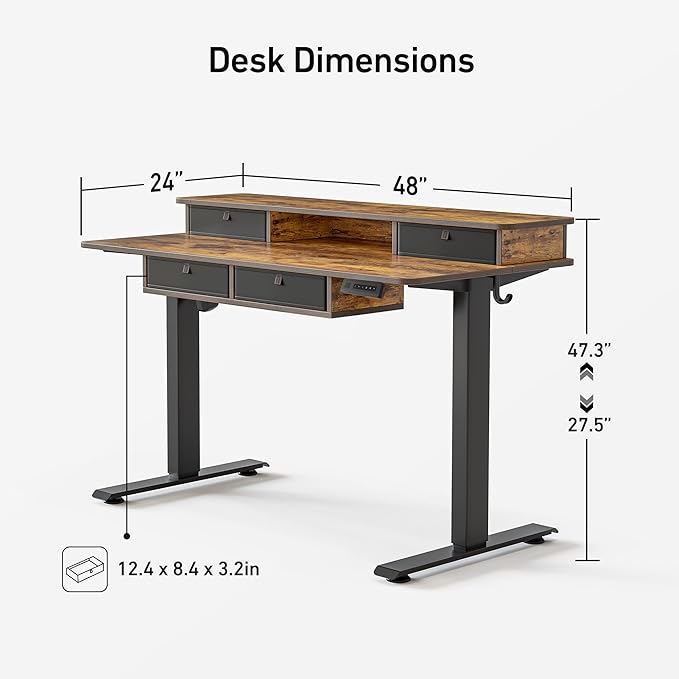 FEZIBO 48'' x 24'' Electric Standing Desk - Image 3