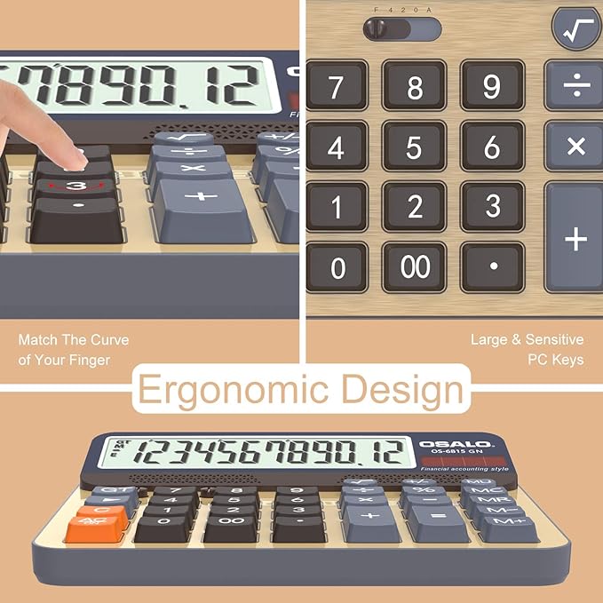 Desktop Calculator Extra Large 5-Inch LCD Display 12-Digit Big Number - Image 6
