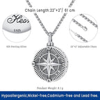 Compass Necklace for Women Men 925 Sterling Silver Pendant Urn Necklaces for - Image 4