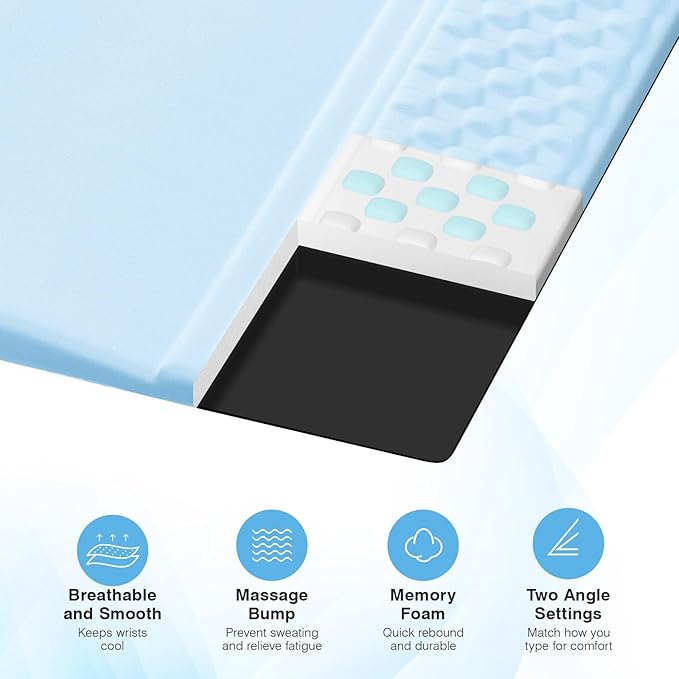 Ospelelf Ergonomic Mouse Pad and Keyboard Stand Wrist Rest Set, Memory Foam - Image 4