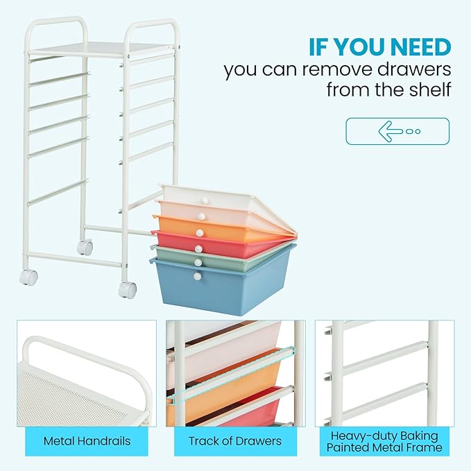 Giantex 6 Storage Drawer Cart Rolling Organizer Cart - Image 4