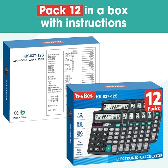 12 Pack Calculator Bulk, 12 Digits Calculators Desktop - Image 7