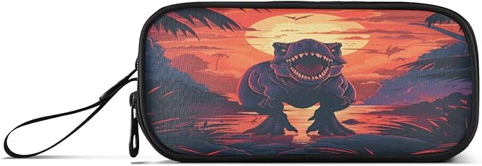 BOENLE Dinosaur Sunset Pencil Case Box Boys Girls Large Pencil Pouch Zipper - Image 8