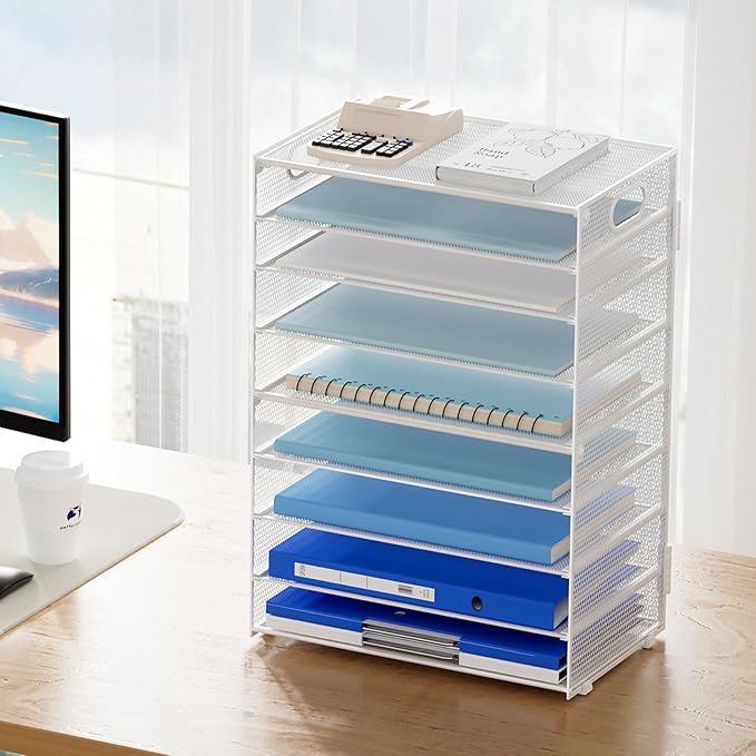 Marbrasse Paper Organizer Letter Tray, 9 Tier Mesh File Organizer - Image 6