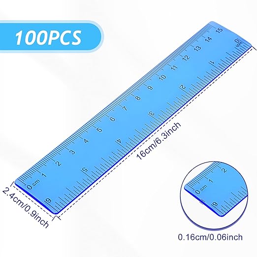 Zonon 100 Pcs 6 Inch Rulers Bulk Plastic Flexible Small Straight Rulers - Image 4