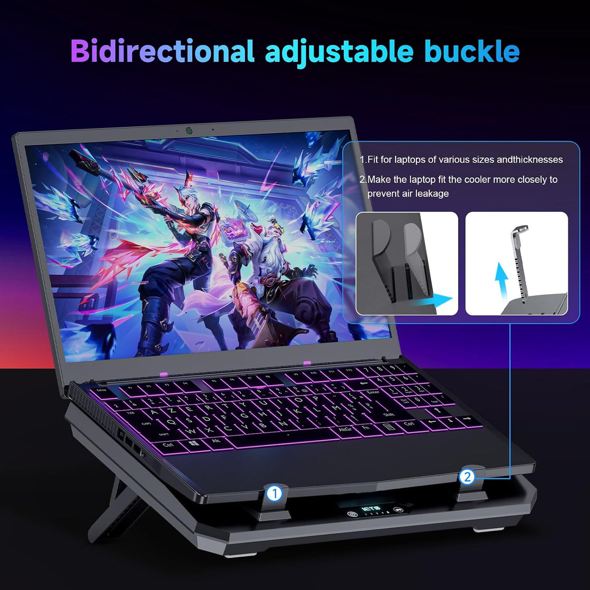 IETS GT300 Upgraded Laptop Cooling Pad with Adjustable Stand, Turbo Boosted C...