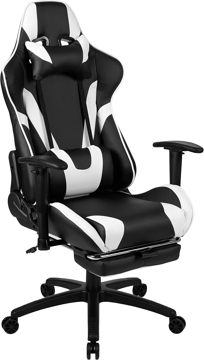 Flash Furniture Optis Black Gaming Desk and Black Footrest Reclining Gaming Chair Set with Cup Holder, Headphone Hook, and Monitor/Smartphone Stand | Cup Holder, Headphone Hook, Monitor/Smartphone Stand