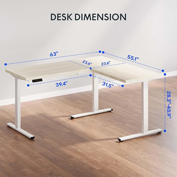 FLEXISPOT L Shaped Standing Desk, 63 x 55 Inch Electric Height Adjustable - Image 3