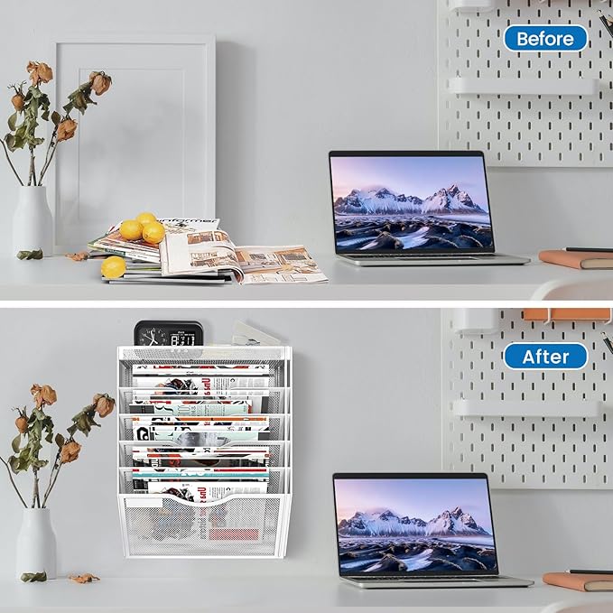 KZWKRG 6 Tier Wall File Organizer Hanging Vertical File Organizer, Wall Mounted - Image 5