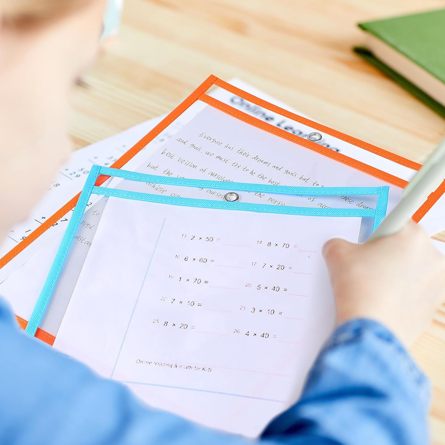 100 Pcs Oversized Clear Dry Erase Pockets Sleeves Bulk 10 x 14 Inch Erasable Ticket Holder Waterproof Sheet Protector Reusable Plastic Sleeves Document Holder for Classroom School Organization
