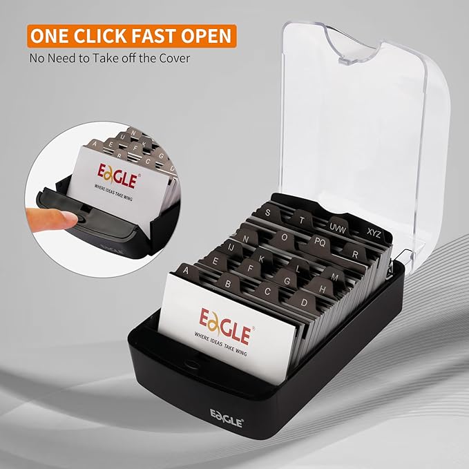Eagle Business Card Box, Push-Button, Storage up to 350 Cards - Image 3