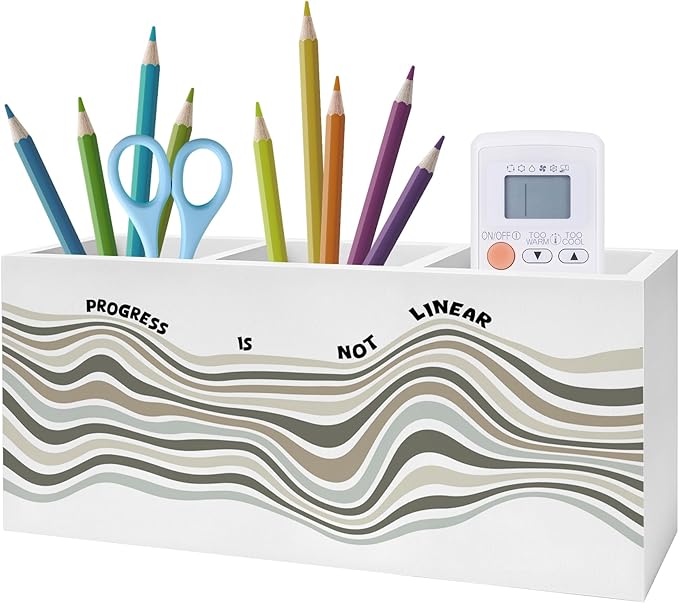 Exqcom Mental Health Pen Pencil Holder, Therapy Office Decor, Progress Is Not by Exqcom
