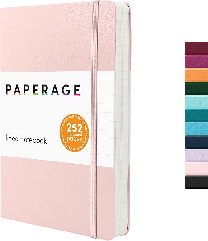 PAPERAGE Lined Journal Notebook, 252 Pages, Medium 5.6 in x 8 in by PAPERAGE