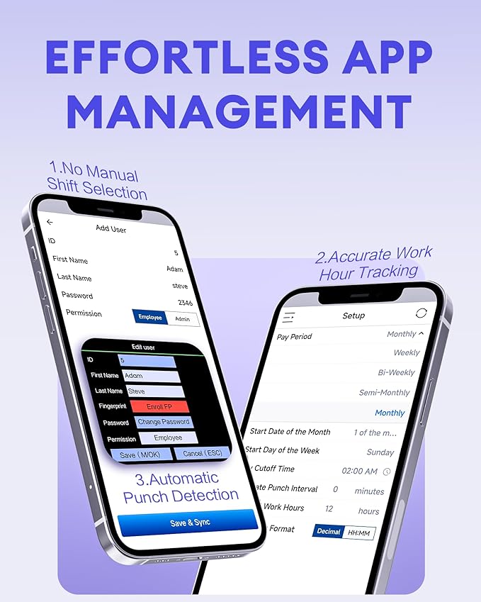 NGTeco APP Time Clock, Fingerprint & PIN Times Clock - Image 3