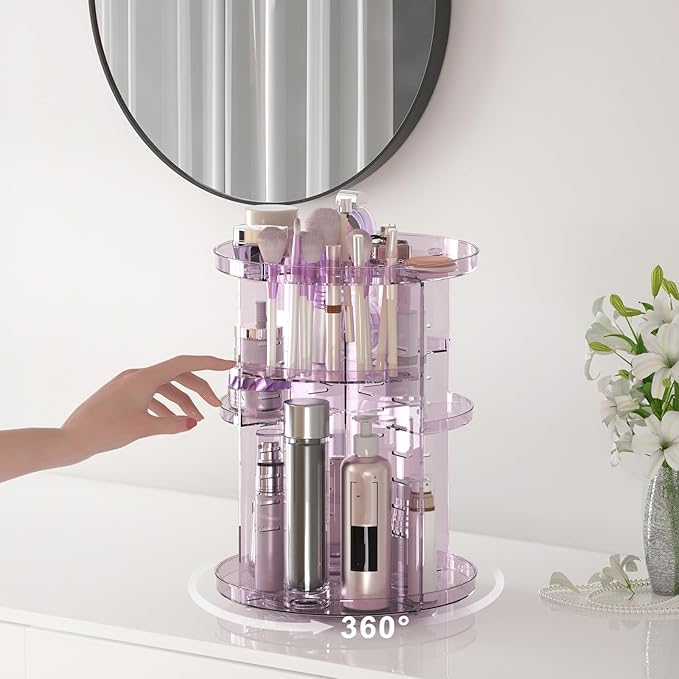 Rotating Makeup Organizer for Vanity, DIY Adjustable Tray Spinning Skincare - Image 4