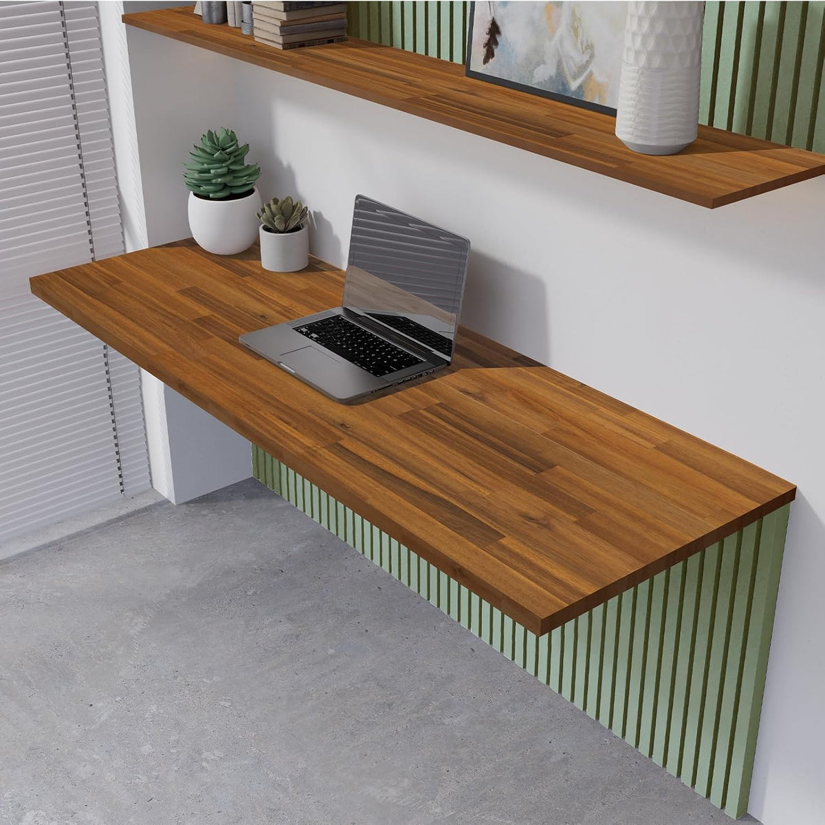 Howizz 48 x 25 in. Solid Wood Table Top, Teak Stained Acacia Desktop for Stan...