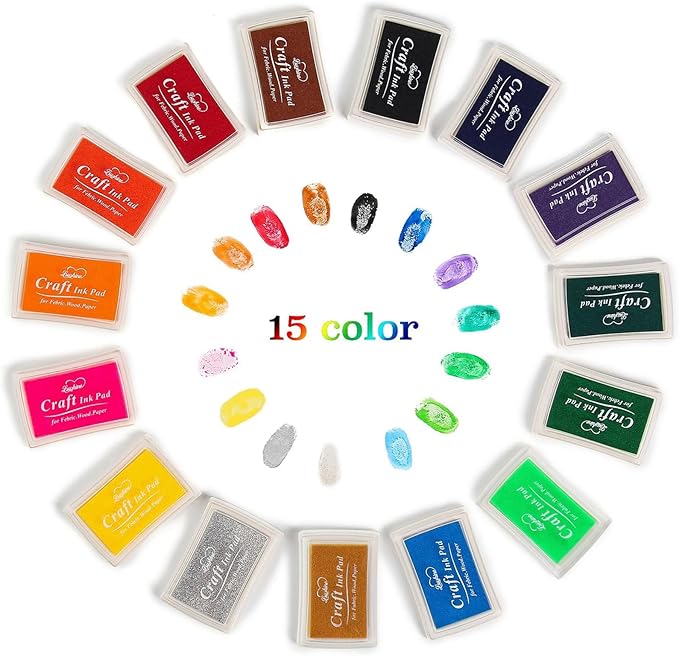 Lsushine Craft Ink Pad Stamps Partner DIY Color, 15 Color Craft Ink Pad - Image 2