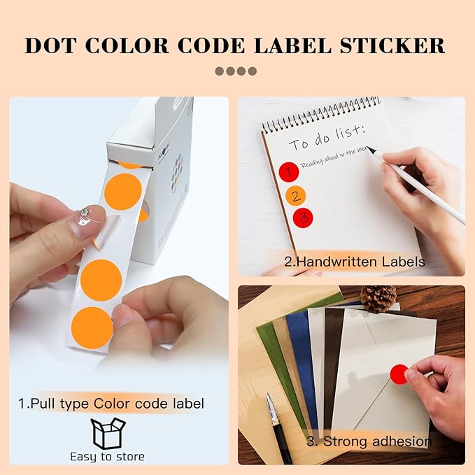 PARLAIM 2 Rolls 2000PCS 3/4" Round Circle Color-Code Dot Stickers, 2 Color - Image 3