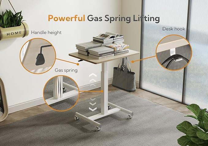 YDN Mobile Mobile Standing Desk, Adjustable Height Portable Laptop Desk - Image 4