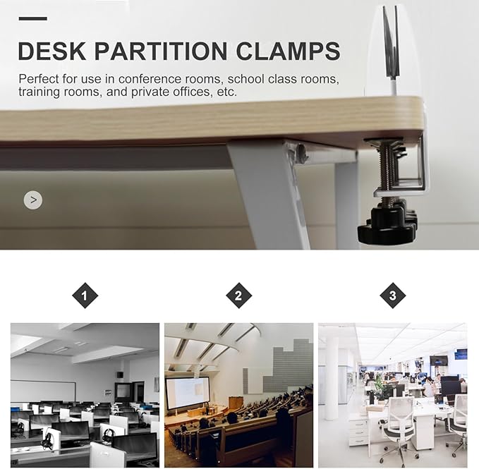 TEHAUX 2pcs Desk Partition Clip Hole Desktop Mount Clamp on Desk Accessories - Image 9