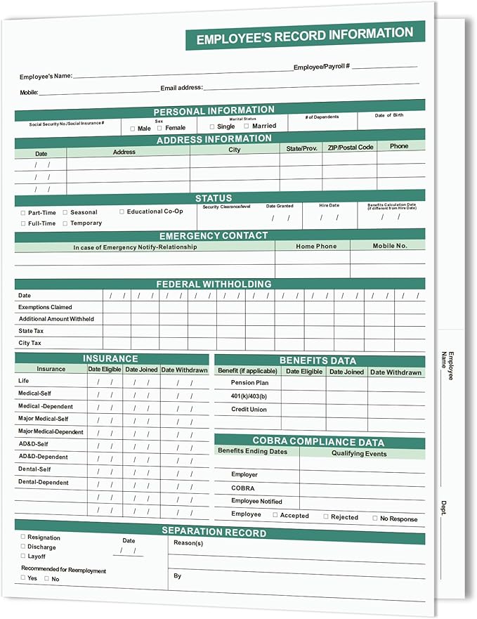 Employee Personnel File Folders, 9.5x11.5 Inch, Letter Size, Heavyweight by YvnShineOffice