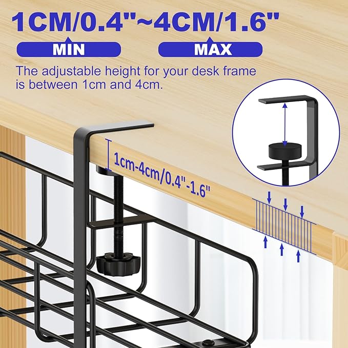 Under Desk Cable Management Tray, 31.5'' No Drill Steel Cable Tray Organizers - Image 4