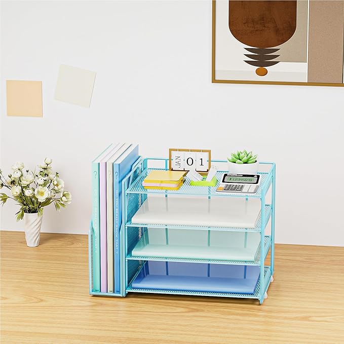 Marbrasse Desk Organizer and Accessories，4-Tier Paper Letter Tray Organizer - Image 7