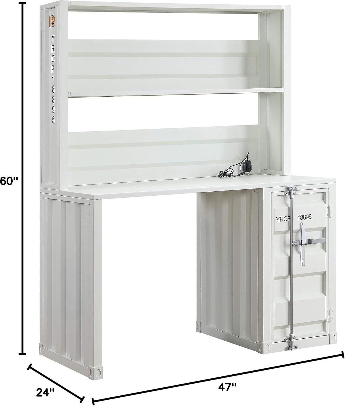 Acme Cargo Desk & Hutch in White