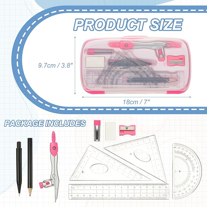 PATIKIL Geometry Precision Tool Set, Rose Red - Image 2