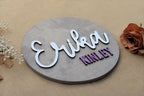 Custom Round Nusery Name Sign, Personalized 3D Baby Name Announcement Sign - Image 3