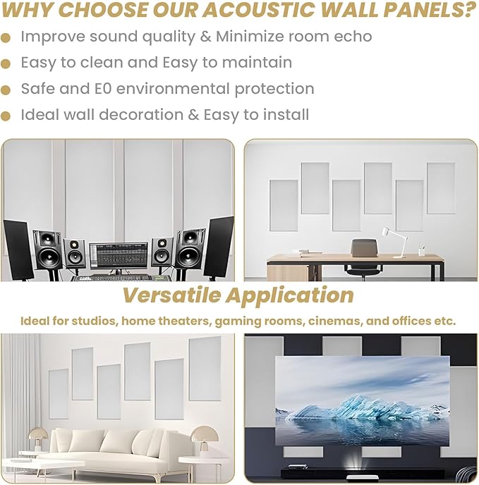 6 PCS Acoustic Panels, Large Soundproof Wall Panels, Professional Fiberglass - Image 6