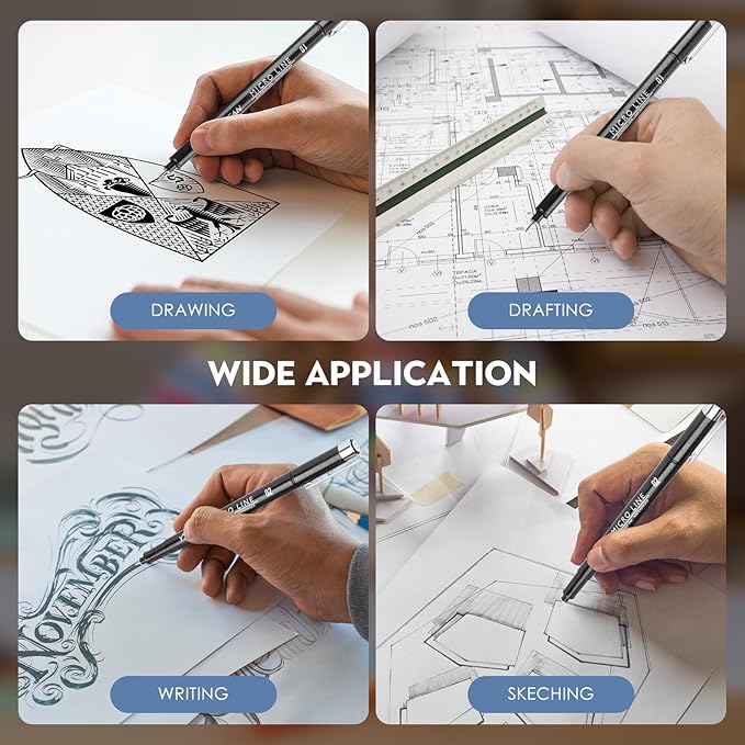 YISAN Black Drawing Art Pens, Micro Fineliner Manga Pens, Calligraphy Pens - Image 4