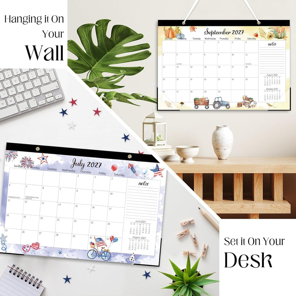 GuassLee Large Desk Calendar 2026-2027, 19 Months, 17" x 11.5" | Jun 2026-Dec 2027 Desktop/Wall Calendar, Monthly Planner with Watercolor Design for Office School Home Organizing