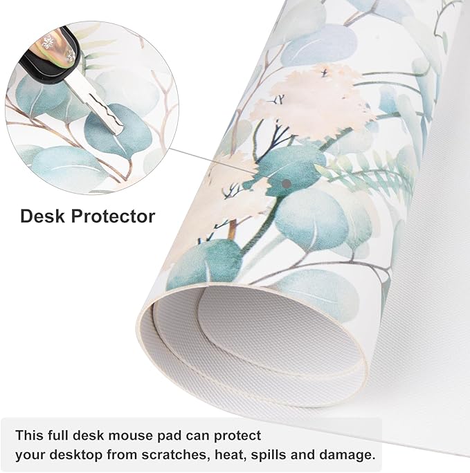 QIYI Large Mouse Pad for Desk, Cute Desk Mat for Desktop, Women Girls Green - Image 5