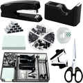 Black Office Desk Accessories, Desk Drawer Organizer, Stapler and Tape by Unknown
