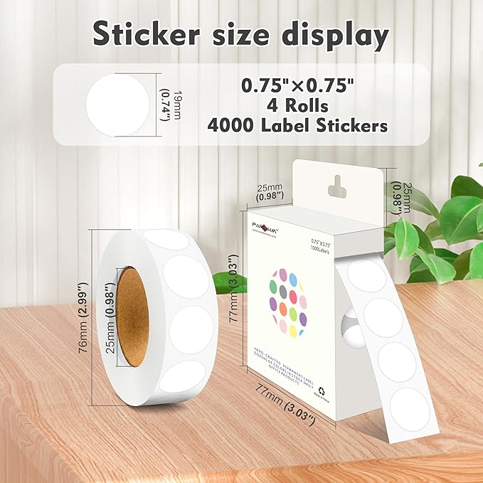 PARLAIM 3/4 Inch Roll Color Coding Labels, 4000 per/4 Rolls Round Adhesive - Image 2
