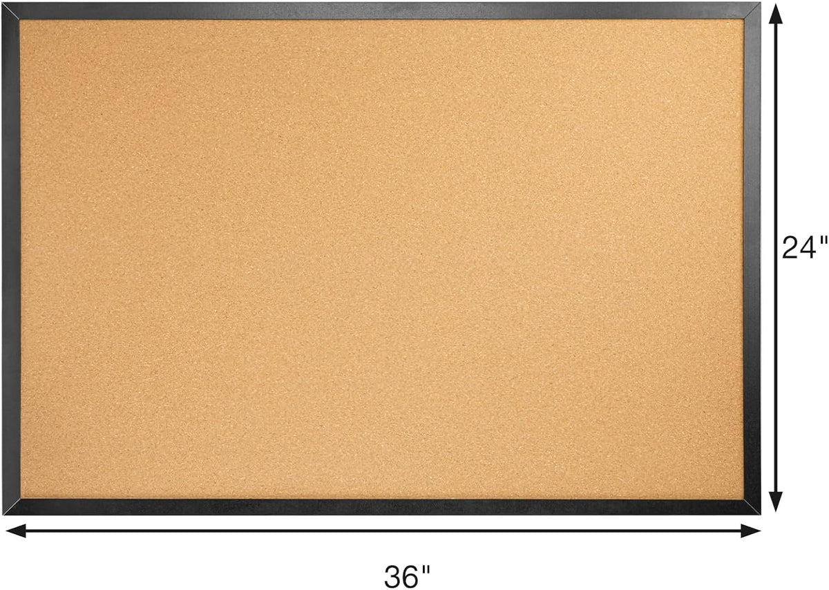 OWLKELA Cork Board, 24" x 36", Black Framed